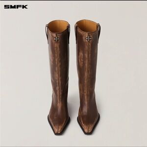 SMFK Brown Heeled Boots for Women